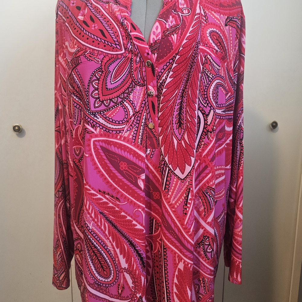 INC International Concepts Fuchsia Paisley Blouse